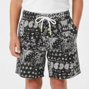 Jackson Boys Black White Paisley Board Shorts Size L Summer Casual
